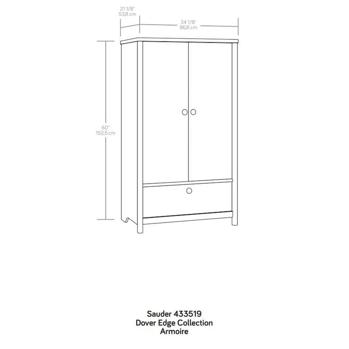 Timber Oak Finish Bedroom Armoire with Drawer C459346