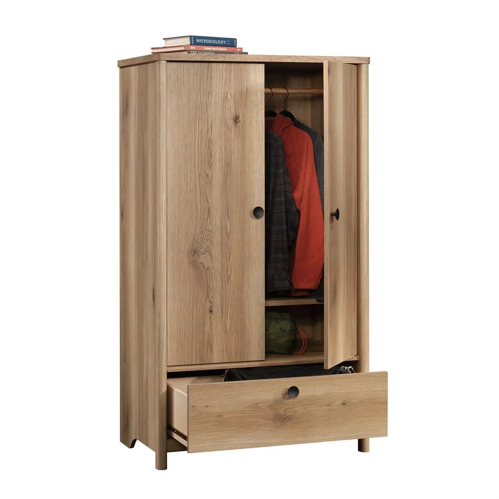 Timber Oak Finish Bedroom Armoire with Drawer C459346