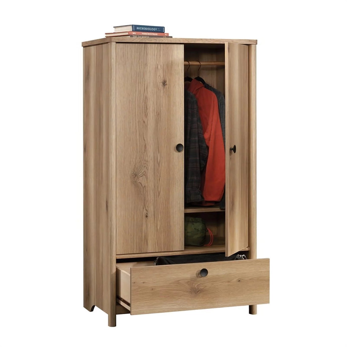Timber Oak Finish Bedroom Armoire with Drawer C459346