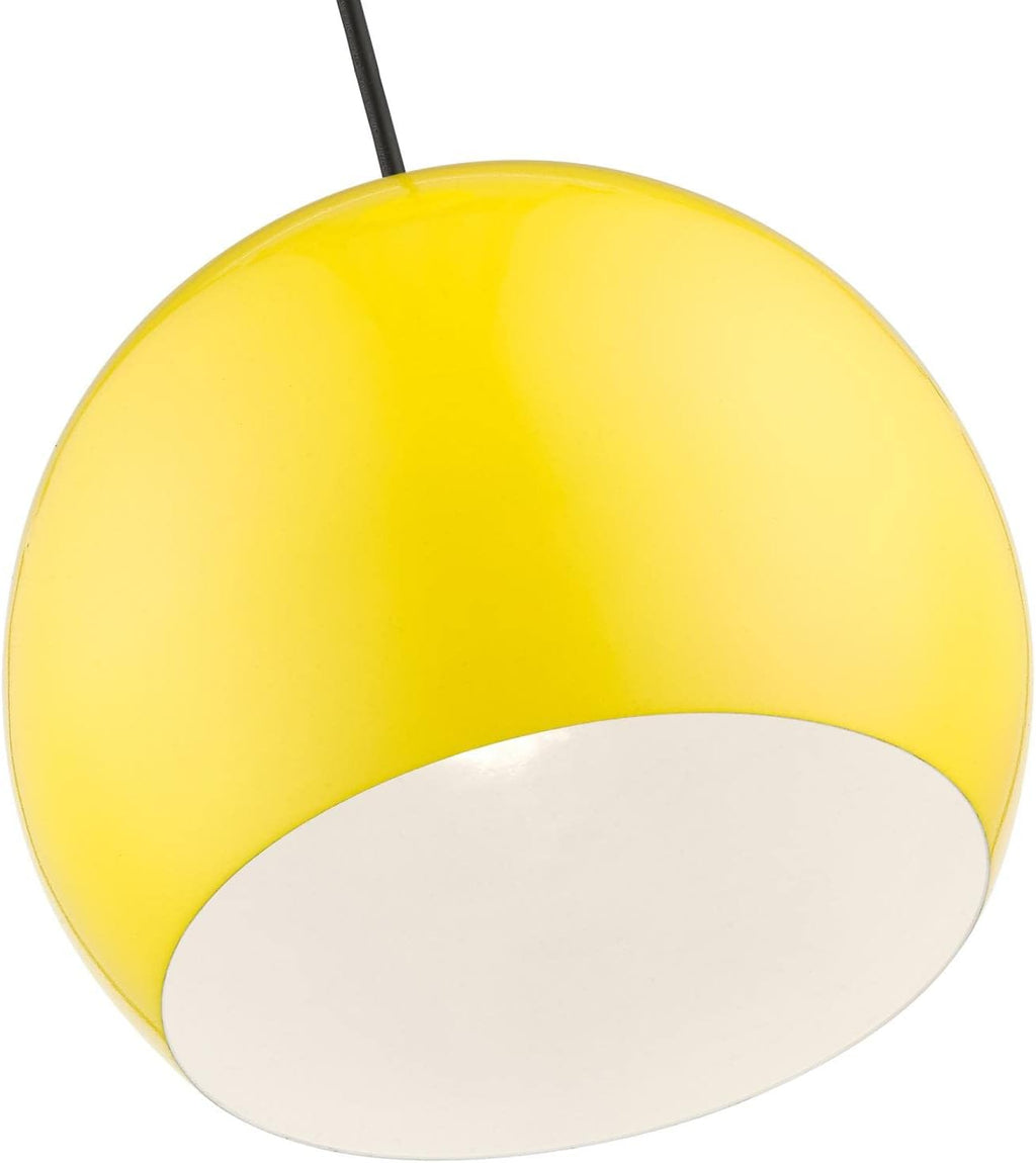 1 Light Globe Pendant, Shiny Yellow/Polished Chrome, 15 Inches Tall, 10 Inches Wide T755
