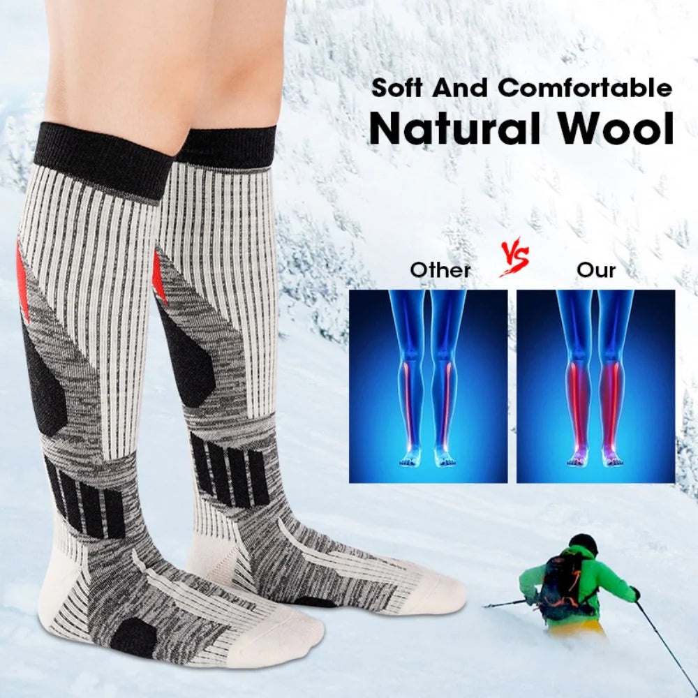 1 Pair Non-slip Wool Ski Socks D439