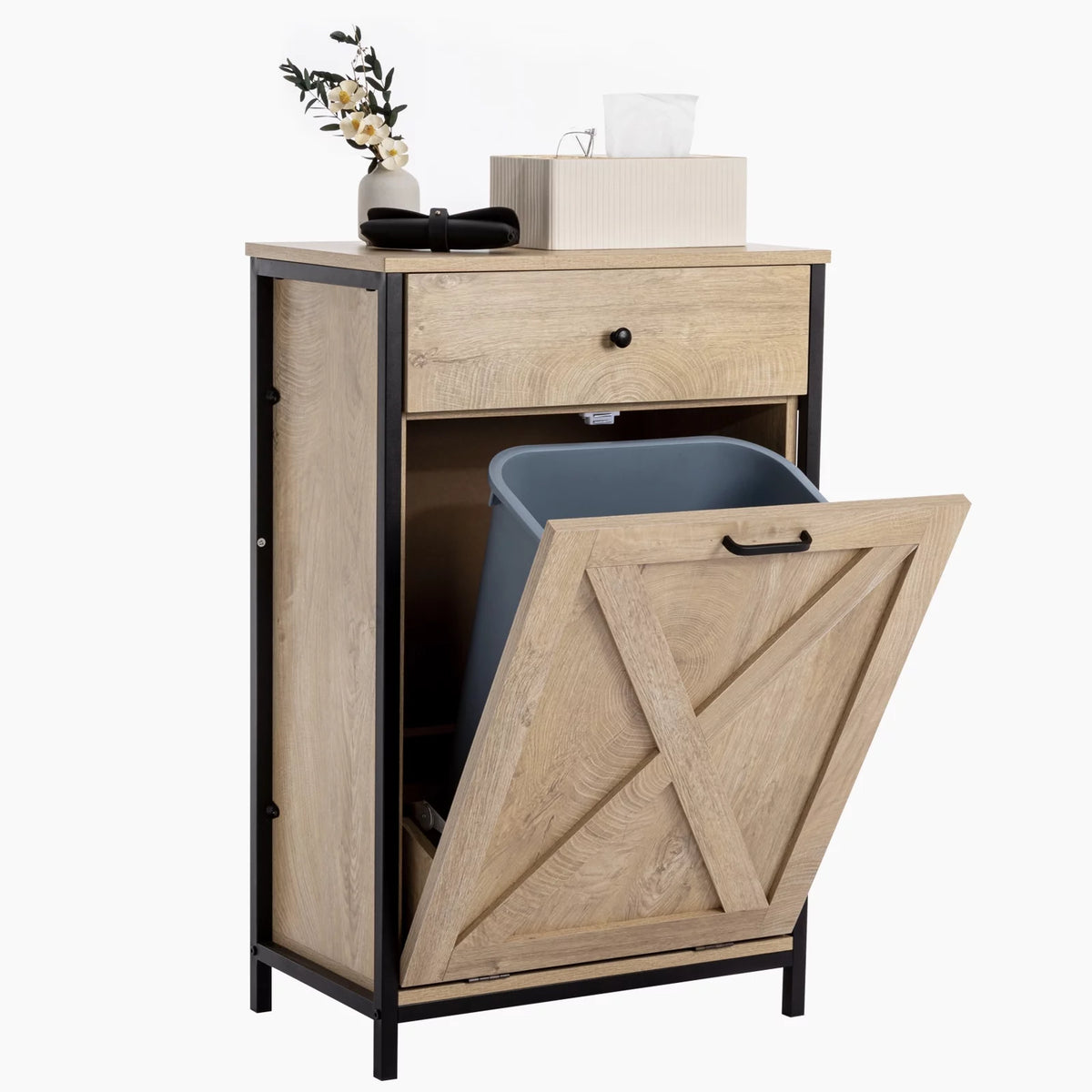 10 Gallon Tilt Out Trash Cabinet Wood Kitchen Island Storage G15522