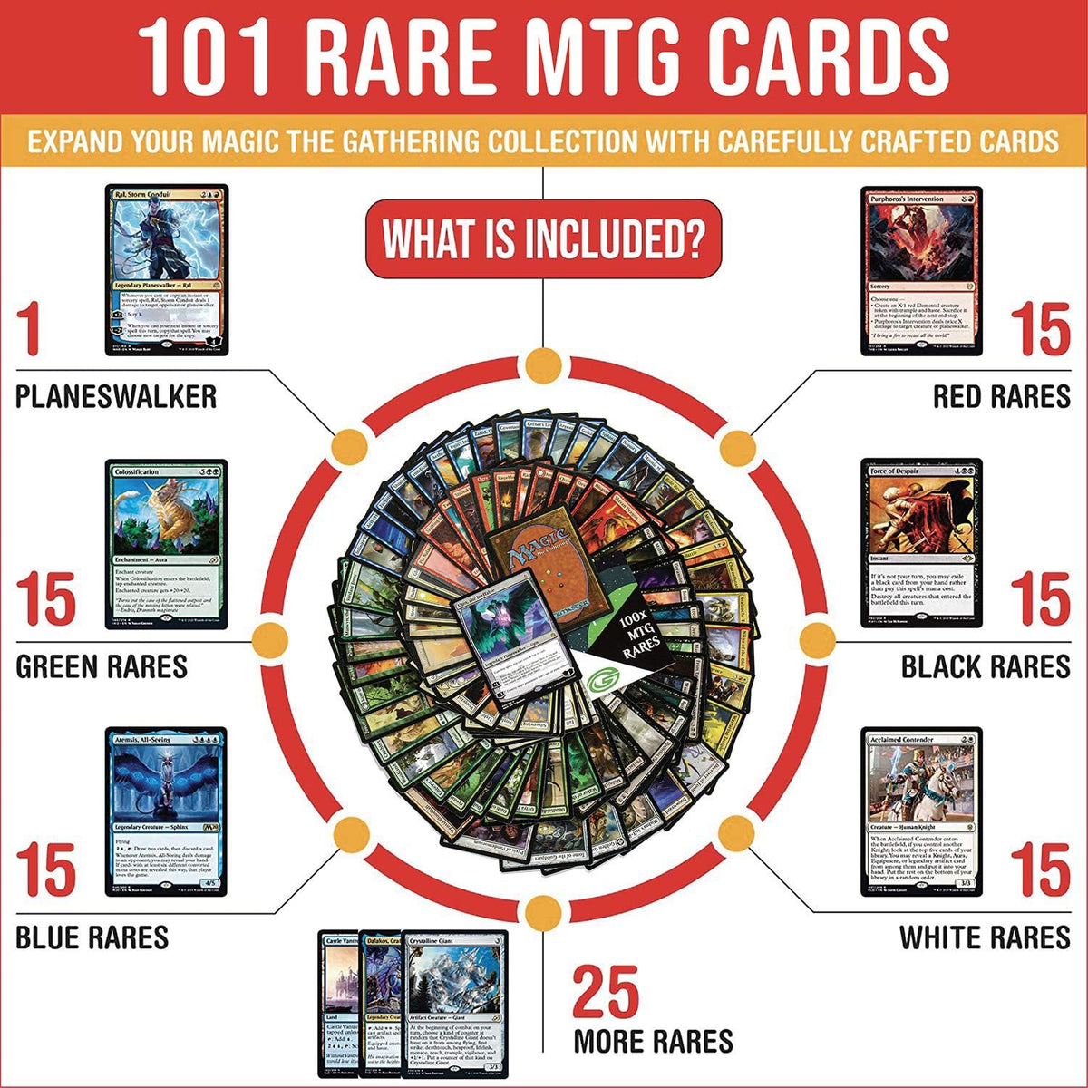 101 Assorted MTG Gold Symbol Rare Cards + 1 Planeswalker X16701