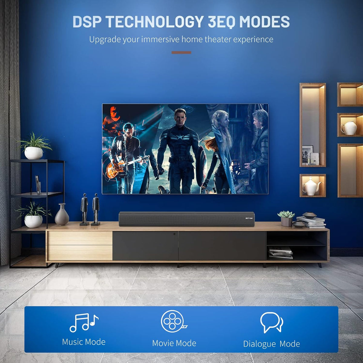 100 Watts Wireless Sound Bar with HDMI-ARC and Bluetooth P553618