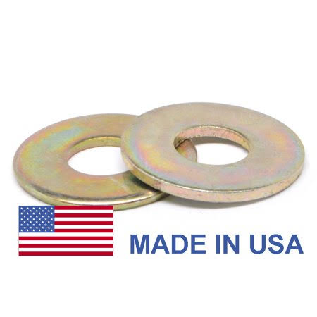 1/2 inch Grade 8 Flat Washer USS Pattern Medium Carbon Steel Yellow Zinc Plated Pk 100 B2234