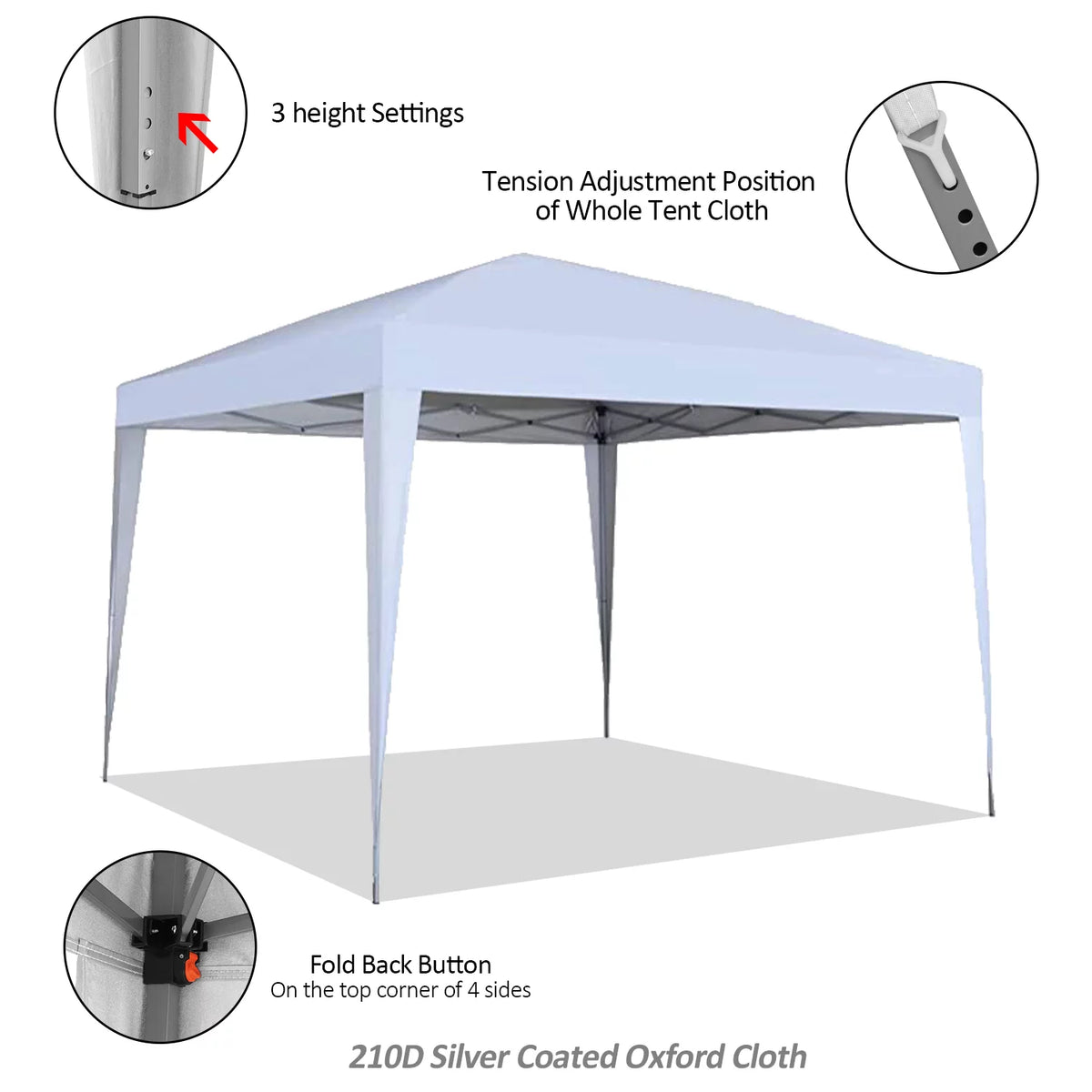 10 x 10 ft Pop-Up Canopy Tent Gazebo White X430517