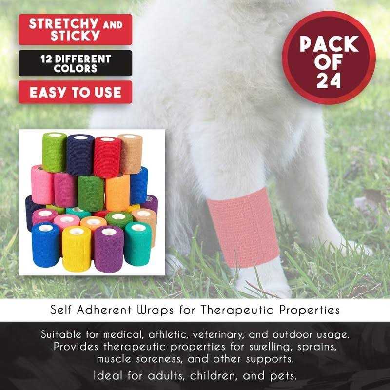 Self Adhesive Bandage Wrap 24 Rolls 3 Inch x 5 Yards J3193