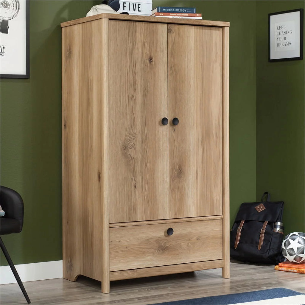 Timber Oak Finish Bedroom Armoire with Drawer C459346