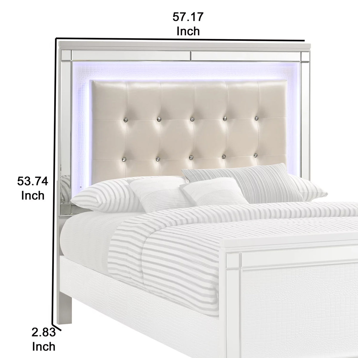 Modern White Full Size Wooden Headboard with LED R147330