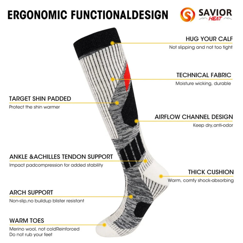 1 Pair Non-slip Wool Ski Socks D439