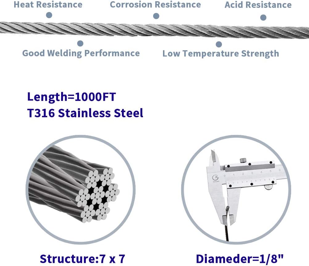 1/8 T316 Stainless Steel Cable 7 x 7 Strands W112491
