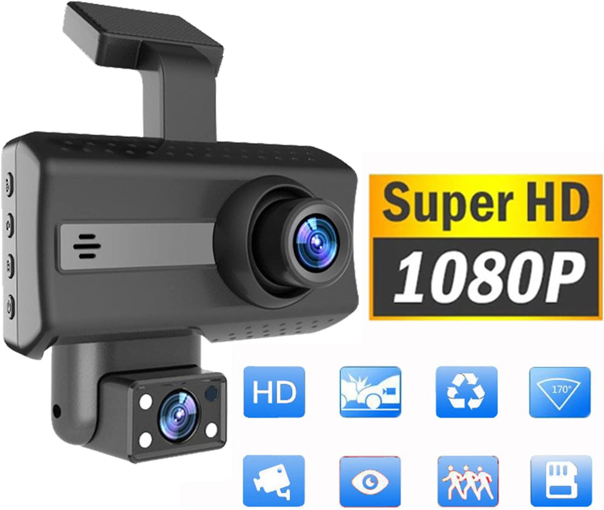 1080P FHD Front and Rear Dash Cam with Night Vision Z7529
