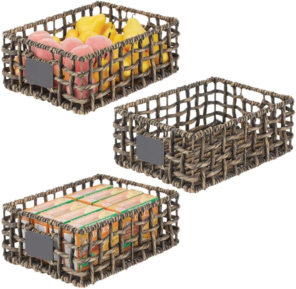 Black Wash Water Hyacinth Pantry Basket 3 Pack F843