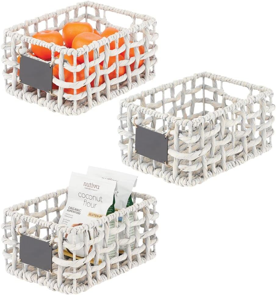 Black Wash Water Hyacinth Pantry Basket 3 Pack F843