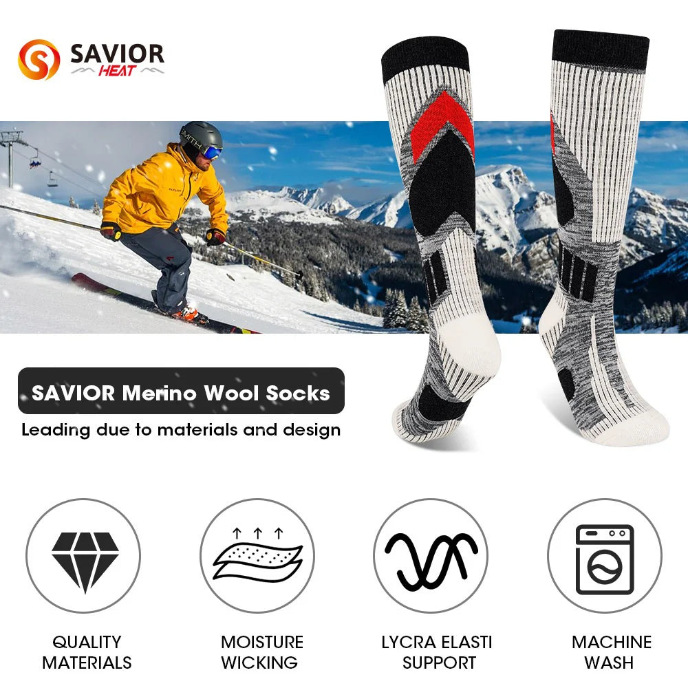 1 Pair Non-slip Wool Ski Socks D439