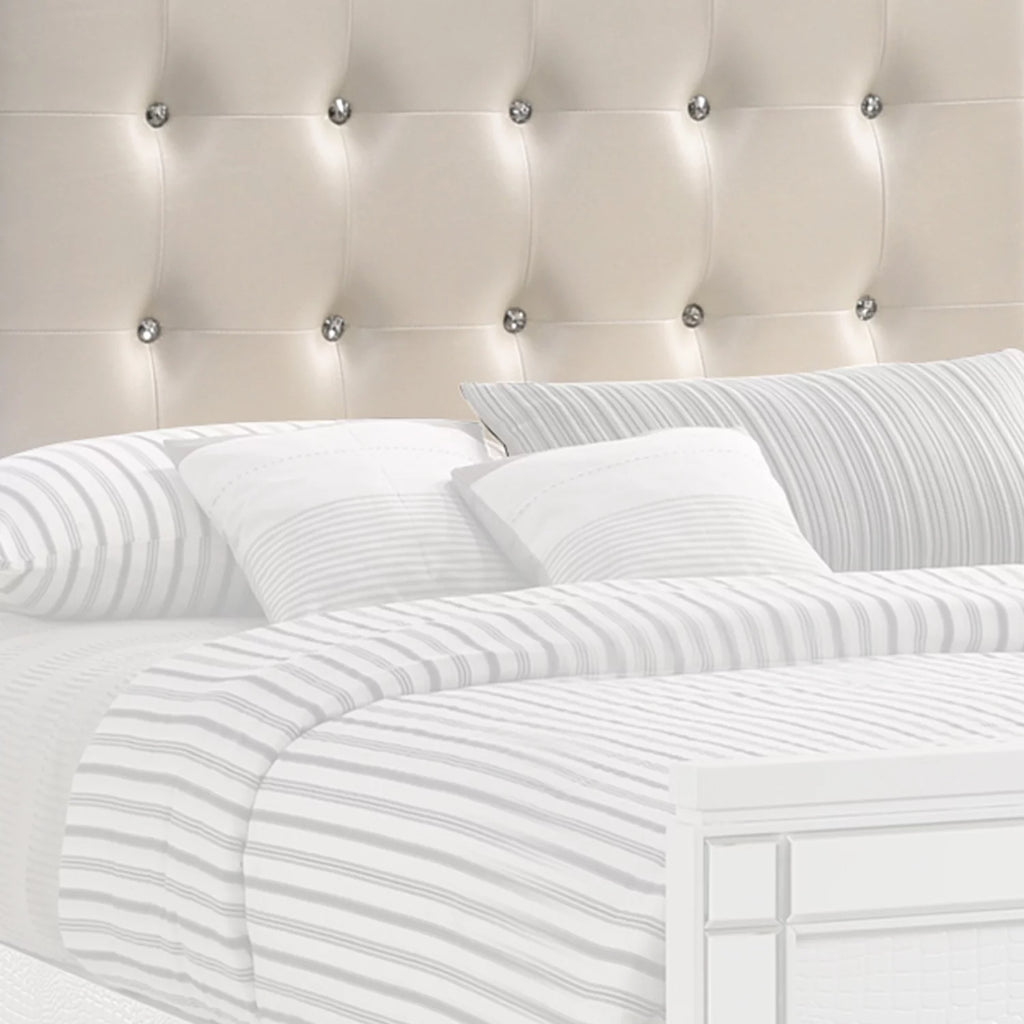Modern White Full Size Wooden Headboard with LED R147330
